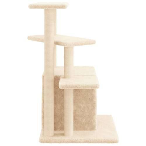Penjalica za mačke - Kuća za mačke - Grebalica sa stupovima za grebanje krem 83,5 cm - Krema Cijena