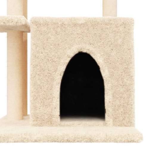 Penjalica za mačke - Kuća za mačke - Grebalica sa stupovima za grebanje krem 83,5 cm - Krema Cijena