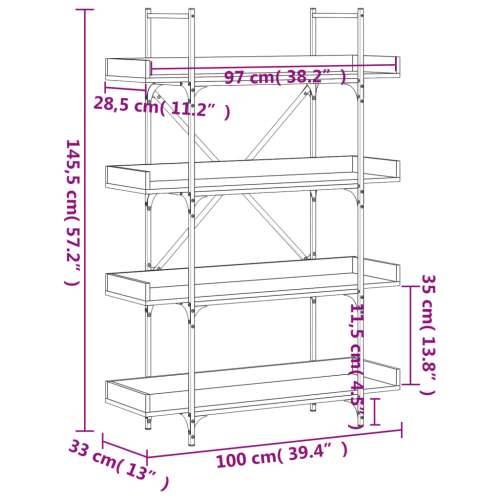 Regal za knjige s 4 razine boja hrasta 100x33x145,5 cm drveni Dimljeni hrast 1 145.5 cm Cijena