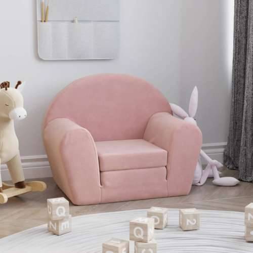 Dječji kauč na razvlačenje ružičasti mekani plišani - Ružičasta Sofa Cijena