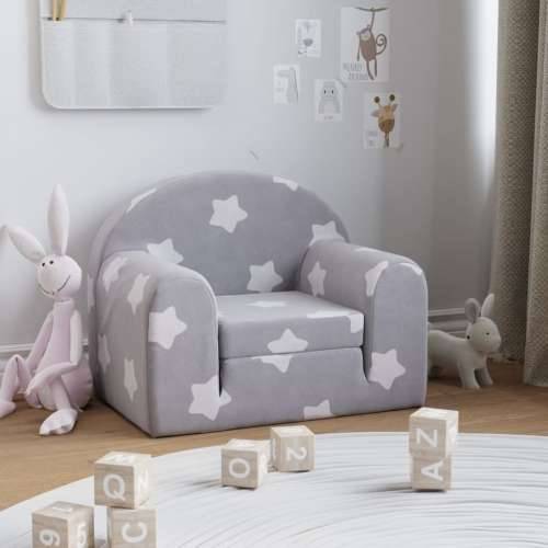 Dječji kauč na razvlačenje svjetlosivi sa zvijezdama plišani - Svjetlosiva i bijela Sofa Cijena
