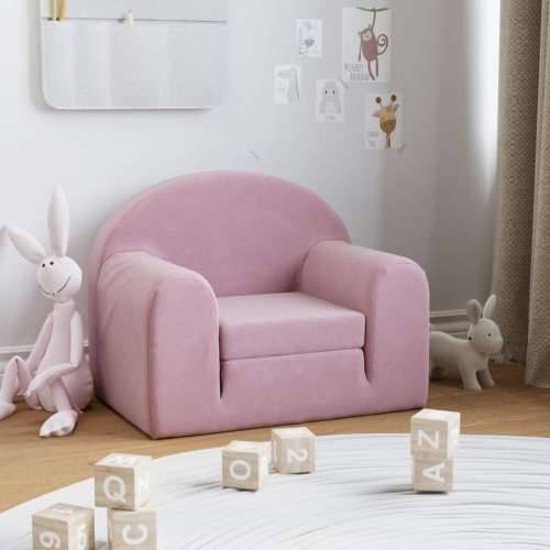 Dječji kauč na razvlačenje ružičasti mekani plišani - Ružičasta Sofa Cijena