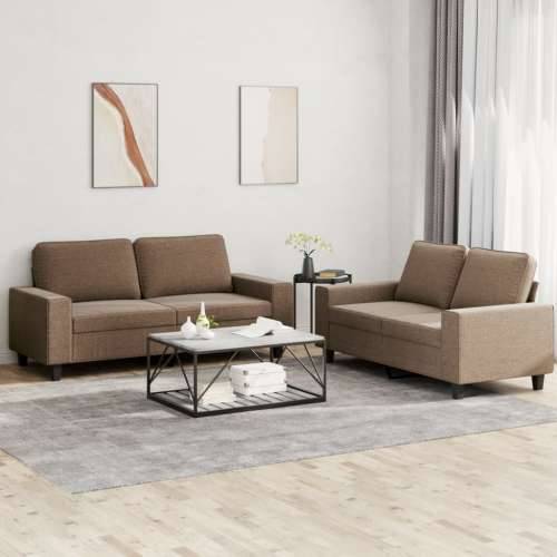 2-dijelni set sofa smeđi od tkanine - Smeđa s jastučićima Cijena