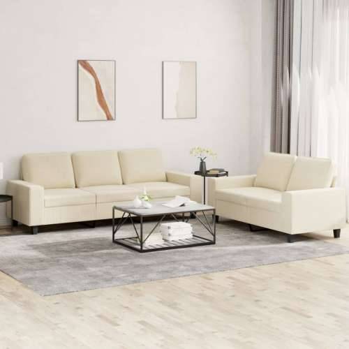 2-dijelni set sofa krem od tkanine - Krema s jastučićima Cijena