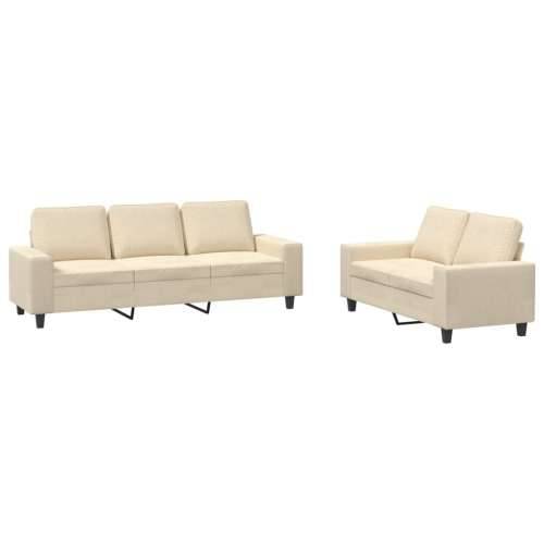 2-dijelni set sofa krem od tkanine - Krema s jastučićima Cijena