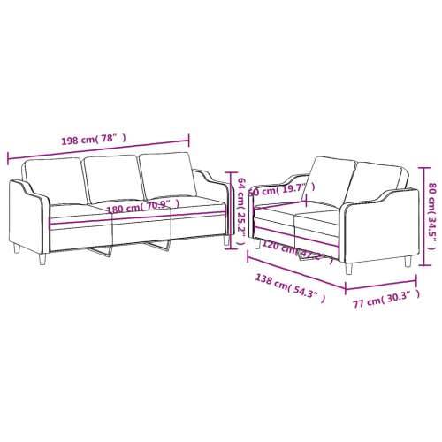 2-dijelni set sofa s jastucima crni od tkanine - Crna s jastučićima Cijena