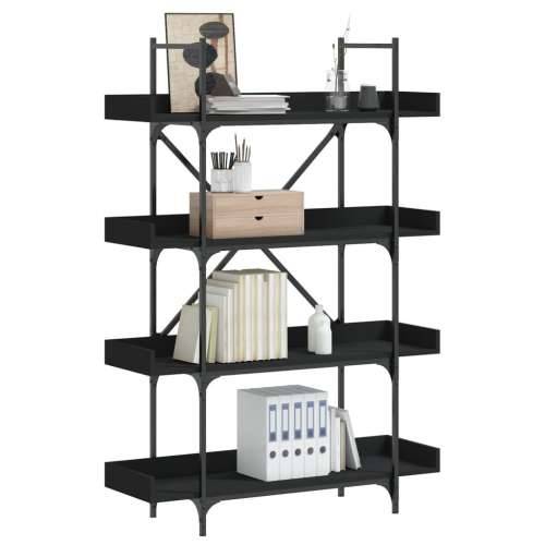 Regal za knjige 4 razine crni 100x33x145,5 cm konstruirano drvo - Crna 1 145.5 cm Cijena