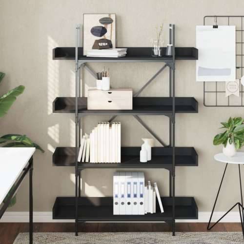Regal za knjige 4 razine crni 100x33x145,5 cm konstruirano drvo - Crna 1 145.5 cm Cijena
