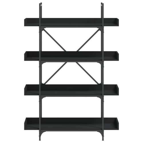 Regal za knjige 4 razine crni 100x33x145,5 cm konstruirano drvo - Crna 1 145.5 cm Cijena