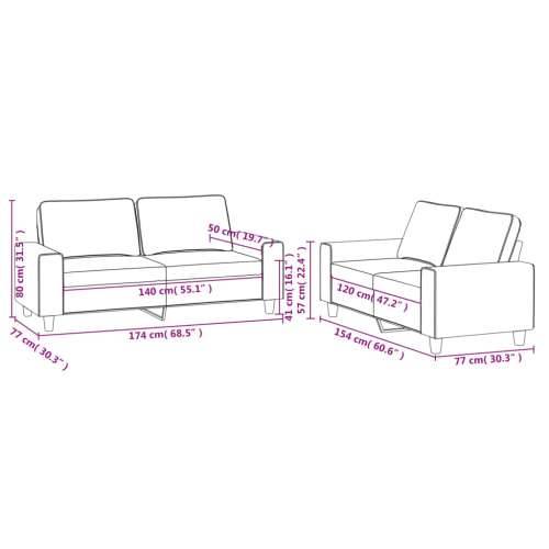 2-dijelni set sofa krem od tkanine Krema s jastučićima Cijena
