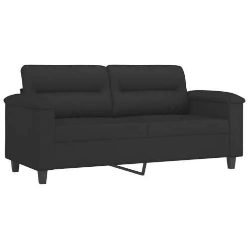 2-dijelni set sofa s jastucima crni od mikrovlakana - Crna Bez oslonca za noge Cijena