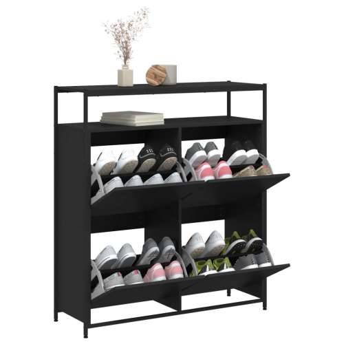 Ormarić za cipele s 4 preklopne ladice crni 100 x 34 x 112 cm - Crna 1 100 cm Cijena