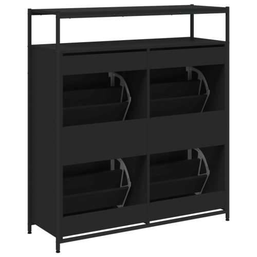 Ormarić za cipele s 4 preklopne ladice crni 100 x 34 x 112 cm - Crna 1 100 cm Cijena