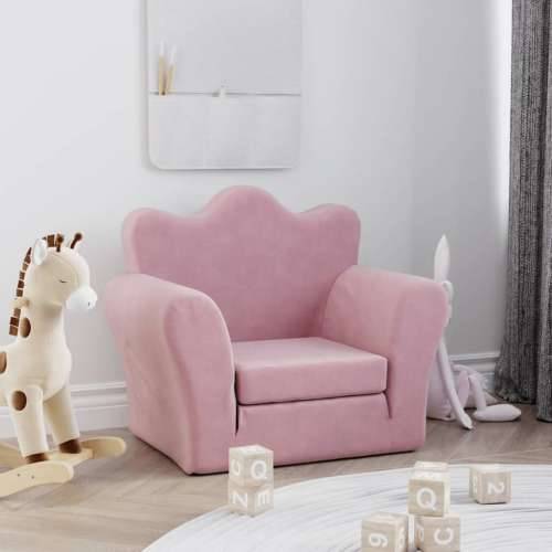 Dječji kauč na razvlačenje ružičasti mekani plišani - Ružičasta Sofa Cijena