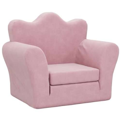 Dječji kauč na razvlačenje ružičasti mekani plišani - Ružičasta Sofa Cijena