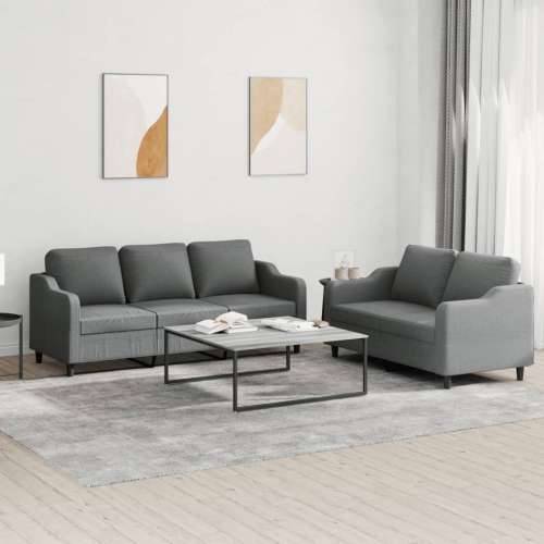 2-dijelni set sofa s jastucima tamnosivi od tkanine - Tamno siva s jastučićima Cijena