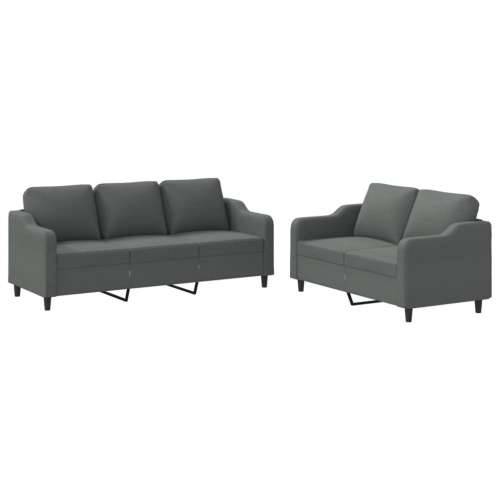 2-dijelni set sofa s jastucima tamnosivi od tkanine - Tamno siva s jastučićima Cijena