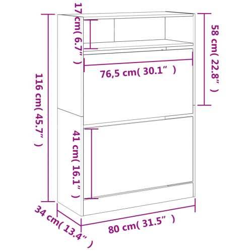 Ormarić za cipele s 2 ladice boja hrasta 80 x 34 x 116 cm - sonoma hrast 1 80 cm Cijena