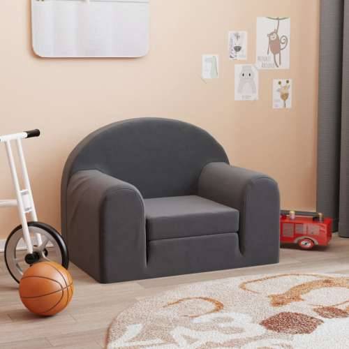 Dječji kauč na razvlačenje antracit mekani plišani - Antracit Sofa Cijena
