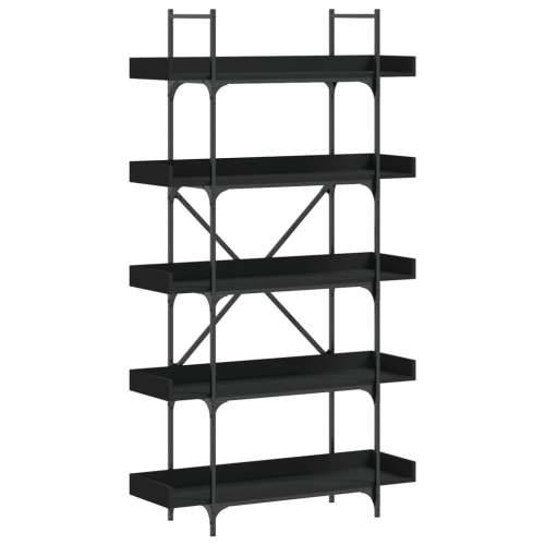 Regal za knjige 5 razina crni 100x33x180,5 cm konstruirano drvo - Crna 1 180.5 cm Cijena