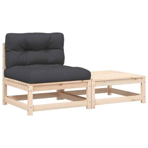 Vrtna sofa bez naslona za ruke s jastucima i tabureom - Prirodna boja bora 1 armless sofa Cijena