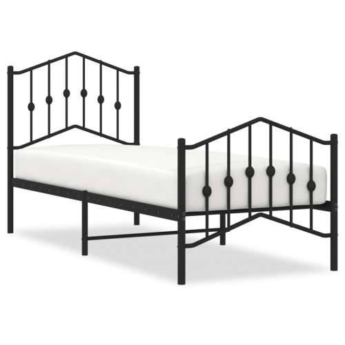 Metalni okvir kreveta s uzglavljem i podnožjem crni 75 x 190 cm - Crna 75 x 190 cm s uzglavljem i podnožjem Cijena