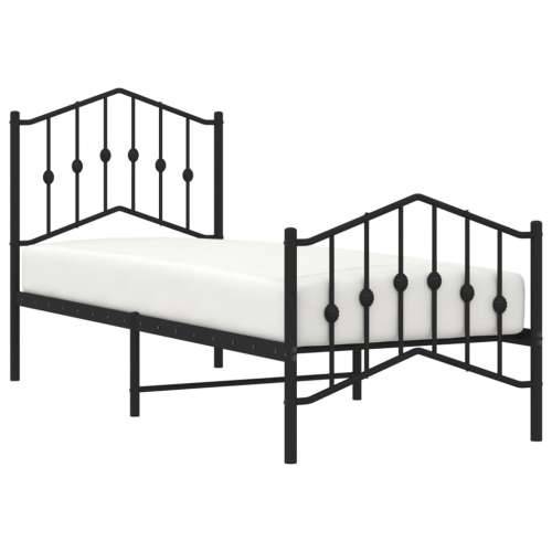 Metalni okvir kreveta s uzglavljem i podnožjem crni 75 x 190 cm - Crna 75 x 190 cm s uzglavljem i podnožjem Cijena