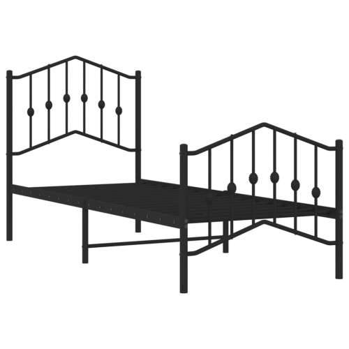 Metalni okvir kreveta s uzglavljem i podnožjem crni 75 x 190 cm - Crna 75 x 190 cm s uzglavljem i podnožjem Cijena