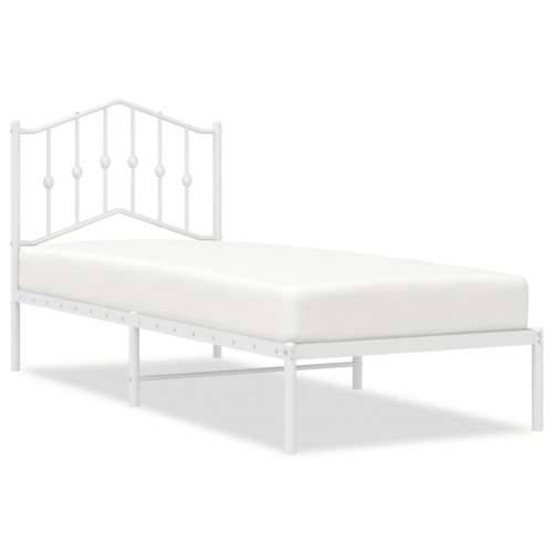 Metalni okvir krevet bez madraca s uzglavljem bijeli 75x190 cm - Bijela 75 x 190 cm s uzglavljem Cijena