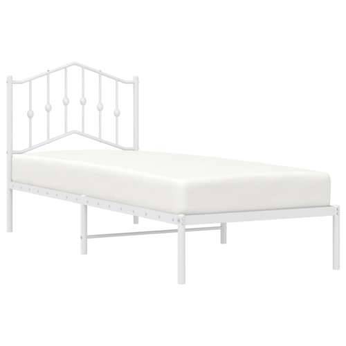 Metalni okvir krevet bez madraca s uzglavljem bijeli 75x190 cm - Bijela 75 x 190 cm s uzglavljem Cijena