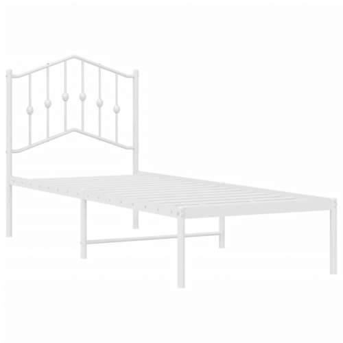 Metalni okvir krevet bez madraca s uzglavljem bijeli 75x190 cm - Bijela 75 x 190 cm s uzglavljem Cijena