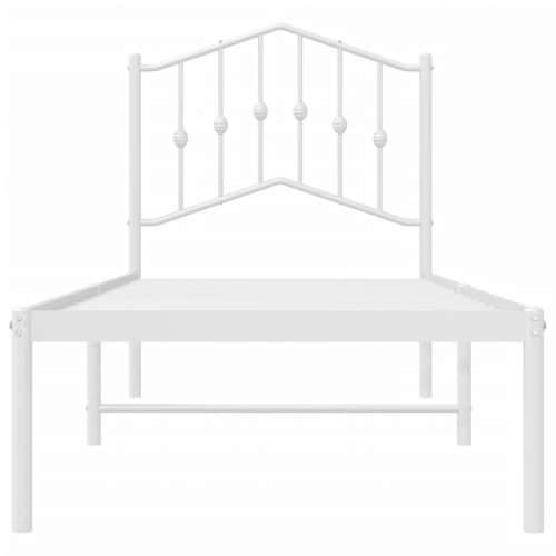 Metalni okvir krevet bez madraca s uzglavljem bijeli 75x190 cm - Bijela 75 x 190 cm s uzglavljem Cijena