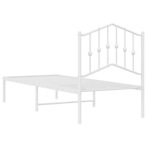 Metalni okvir krevet bez madraca s uzglavljem bijeli 75x190 cm - Bijela 75 x 190 cm s uzglavljem Cijena