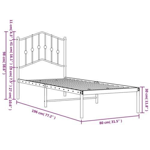 Metalni okvir krevet bez madraca s uzglavljem bijeli 75x190 cm - Bijela 75 x 190 cm s uzglavljem Cijena