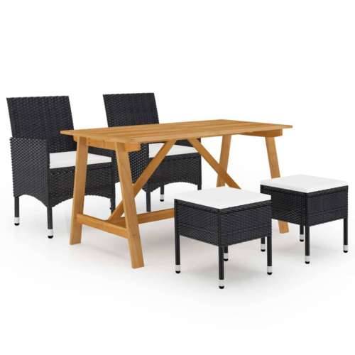 Vrtna garnitura - 4-dijelni vrtni blagovaonski set crni Crna 4 Cijena