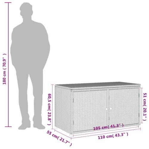 Vrtni ormarić za pohranu sivi 110x55x60,5 cm od poliratana - Siva Cijena