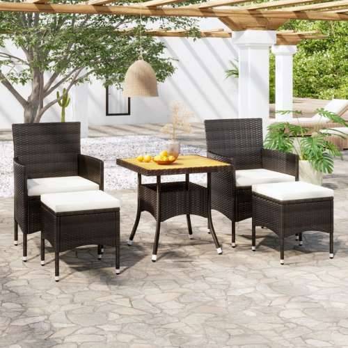 Vrtna garnitura - 5-dijelni vrtni blagovaonski set poliratan i drvo bagrema crni - Smeđa i crna 80 x 80 x 75 cm 5 Cijena