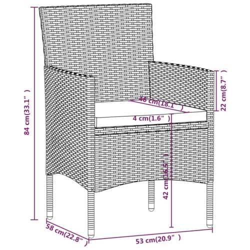 Vrtna garnitura - 5-dijelni vrtni blagovaonski set poliratan i drvo bagrema crni - Smeđa i crna 80 x 80 x 75 cm 5 Cijena