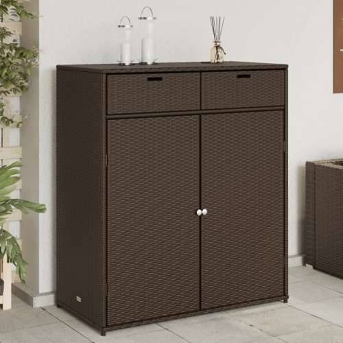 Vrtni ormarić za pohranu smeđi 105x55x113 cm od poliratana - Smeđa 105 x 55 x 113 cm Cijena