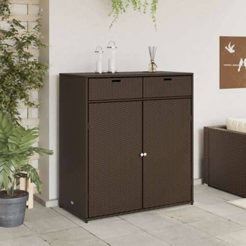 Vrtni ormarić za pohranu smeđi 105x55x113 cm od poliratana - Smeđa 105 x 55 x 113 cm Cijena