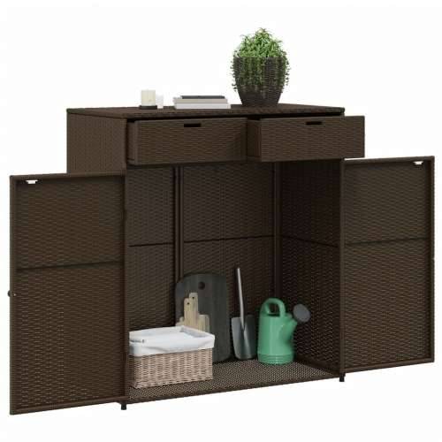 Vrtni ormarić za pohranu smeđi 105x55x113 cm od poliratana - Smeđa 105 x 55 x 113 cm Cijena