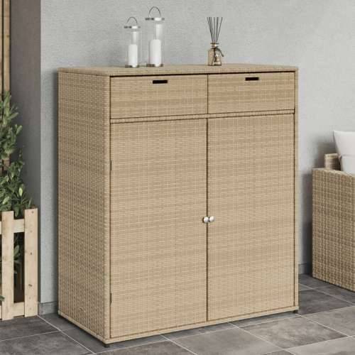 Vrtni ormarić za pohranu bež 105x55x113 cm od poliratana - Bež 105 x 55 x 113 cm Cijena