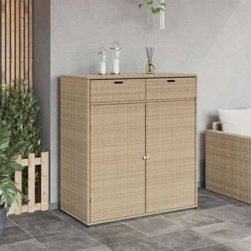 Vrtni ormarić za pohranu bež 105x55x113 cm od poliratana - Bež 105 x 55 x 113 cm Cijena