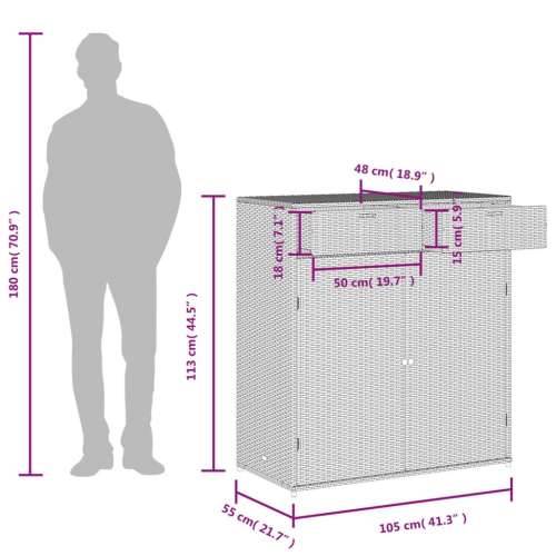 Vrtni ormarić za pohranu bež 105x55x113 cm od poliratana - Bež 105 x 55 x 113 cm Cijena