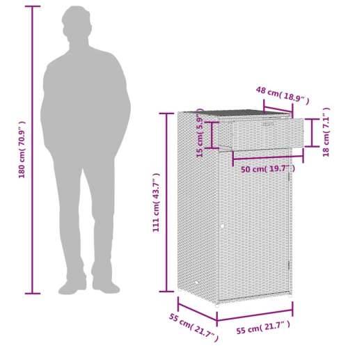 Vrtni ormarić za pohranu sivi 55x55x111 cm od poliratana - Siva 55 x 55 x 111 cm Cijena