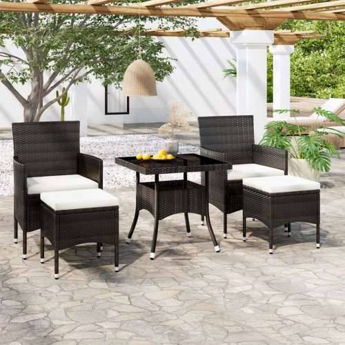 Vrtna garnitura - 5-dijelni vrtni blagovaonski set od poliratana i stakla crni - Crna 80 x 80 x 75 cm 5 Cijena