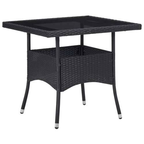 Vrtna garnitura - 5-dijelni vrtni blagovaonski set od poliratana i stakla crni - Crna 80 x 80 x 75 cm 5 Cijena
