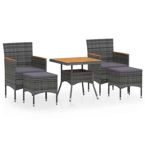 Vrtna garnitura - 5-dijelni vrtni blagovaonski set poliratan i drvo bagrema sivi - Smeđa i siva 80 x 80 x 75 cm 5 Cijena