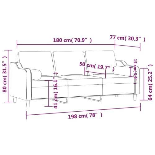 Trosjed s ukrasnim jastucima krem 180 cm od tkanine - Krema 180 cm Cijena