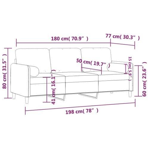 Trosjed s ukrasnim jastucima žuti 180 cm baršunasti - Žuta 180 cm Cijena